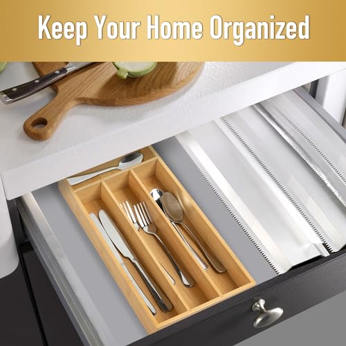 Conflech Silverware Organizer - Bamboo Kitchen Drawer Utensil Holder with 4 Slots (Natural) - Image 4