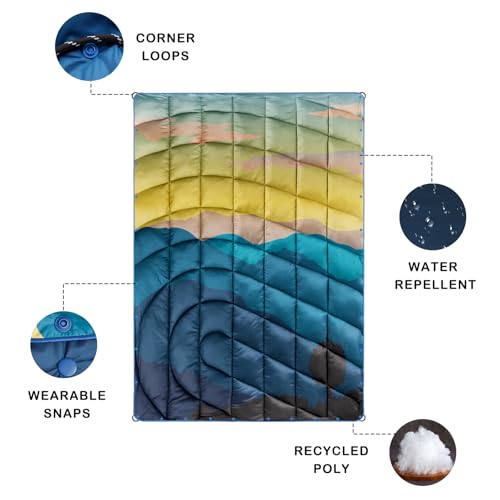 hotkoko Puffy Camping Blanket,Camping Blankets for Cold Weather Packable Puffy Blanket for Outdoor Camping,Traveling, Stadium, Hiking, Picnics 52x75 inches - Image 4