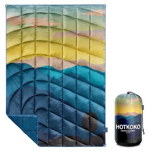 hotkoko Puffy Camping Blanket,Camping Blankets for Cold Weather Packable Puffy Blanket for Outdoor Camping,Traveling, Stadium, Hiking, Picnics 52x75 inches - Image 1