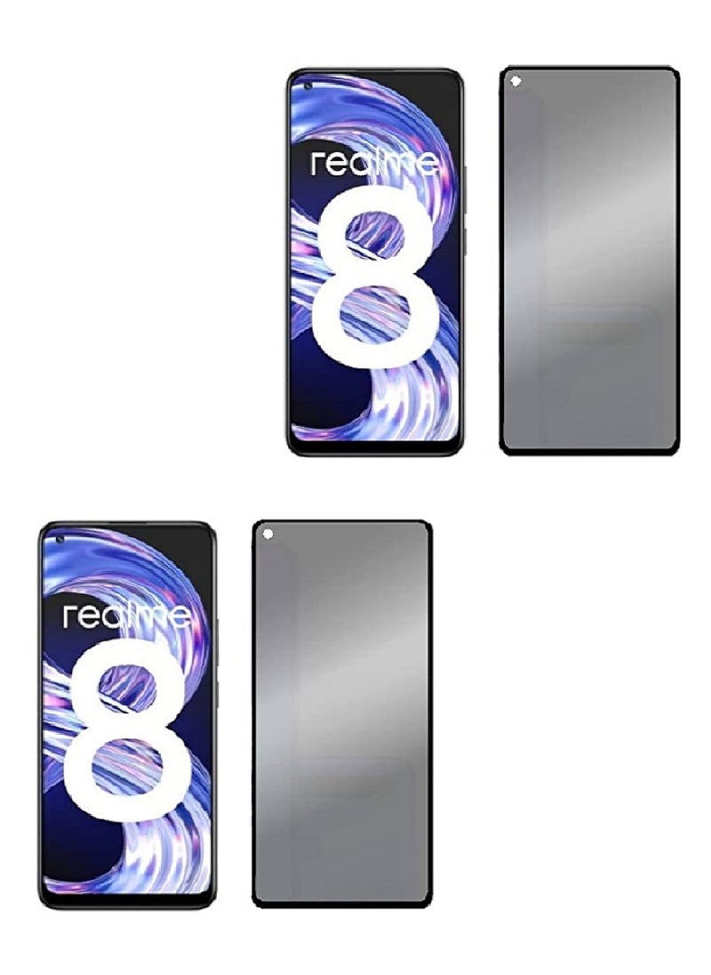 Super 2 Pieces Tempered Glass Screen Protector Anti-Spy Privacy Designed For Realme 8  Full Screen Coverage And Bubble Free - Image 1