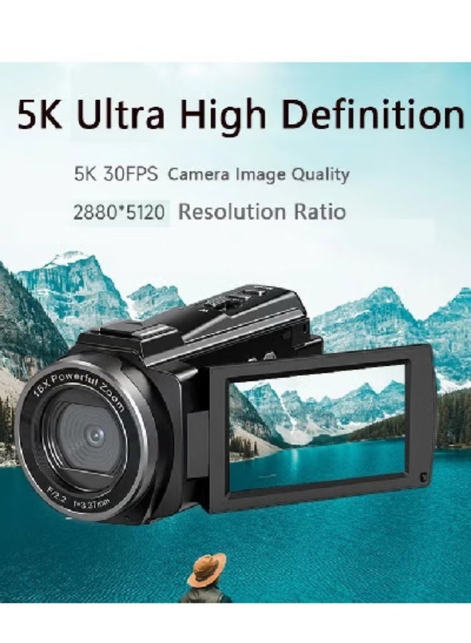 5K Ultra HD Digital Video Camera – Handheld Sports DV Camcorder with 48MP, Touch Screen, Infrared Fill Light, WiFi & Anti-Shake Function - Image 4