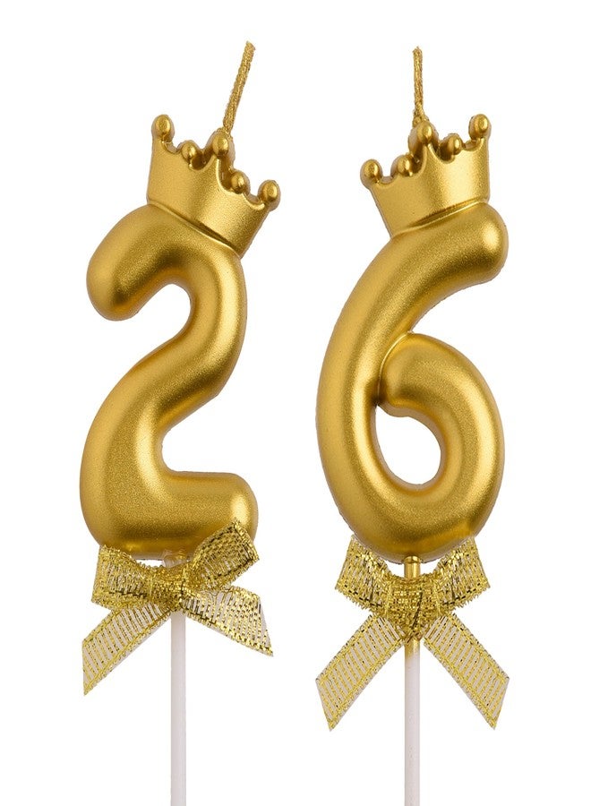 AOOLADA 26th 62nd Birthday Candles, Gold 62 26 Year Old Cake Topper Number Birthday Candles, Happy Birthday Party Decorations Gifts for Women Men - Image 1