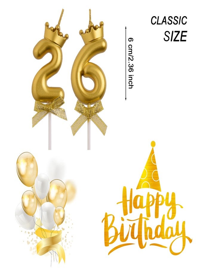 AOOLADA 26th 62nd Birthday Candles, Gold 62 26 Year Old Cake Topper Number Birthday Candles, Happy Birthday Party Decorations Gifts for Women Men - Image 2