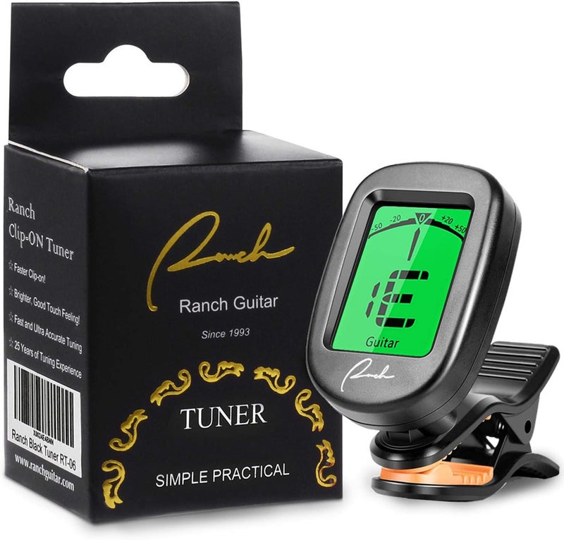 Ranch Store Guitar Tuner Clip On for Acoustic/Electric Guitar, Ukulele, Violin, Bass, Banjo - Fast & Accurate Chromatic Tuner with Noise Immunity Durable String Instrument Tuners - Classic Black - Image 1