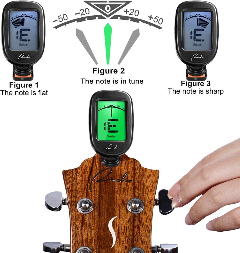 Ranch Store Guitar Tuner Clip On for Acoustic/Electric Guitar, Ukulele, Violin, Bass, Banjo - Fast & Accurate Chromatic Tuner with Noise Immunity Durable String Instrument Tuners - Classic Black - Image 5