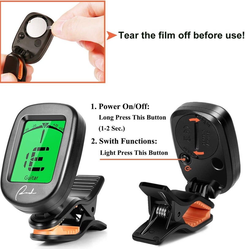 Ranch Store Guitar Tuner Clip On for Acoustic/Electric Guitar, Ukulele, Violin, Bass, Banjo - Fast & Accurate Chromatic Tuner with Noise Immunity Durable String Instrument Tuners - Classic Black - Image 3