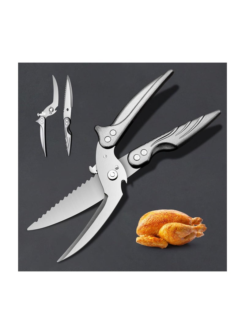 SYOSI مقصات المطبخ، مقصات دجاج ثقيلة، مقصات متعددة الأغراض فائقة الحدة مصنوعة من الفولاذ المقاوم للصدأ، مقصات دجاج احترافية للعظام، الدجاج، اللحم، السمك، الخضروات، مقصات الشواء - Image 1