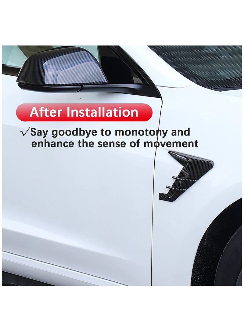 Tesla Model 3 Y Side Camera Indicator Protection Cover Decoration Modification Accessories fit for Autopilot 2.0-3.0 (Glossy Carbon Fiber Pattern)