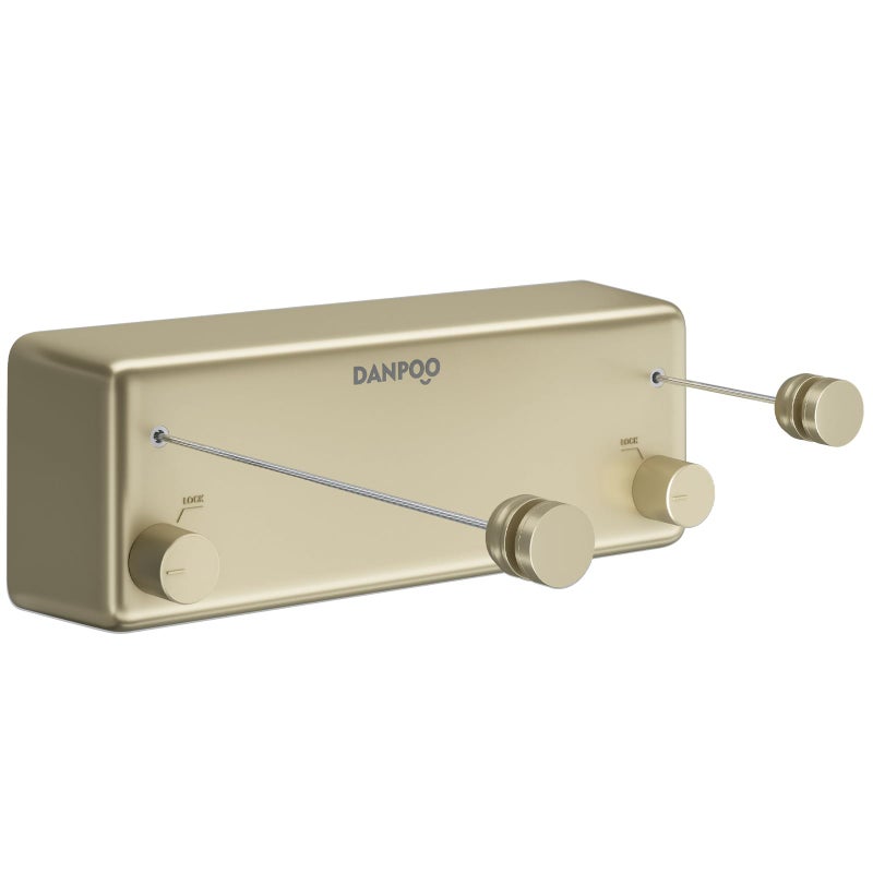 Danpro Retractable Clothesline 2x138ft Designer Drying Line for Luxury BedroomCloset Seamless Blending with Modern InteriorsGold