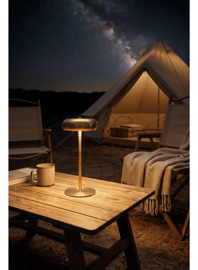Bauhaus Rechargeable Cordless Table Lamp - Metal Mushroom Bedside LED Lamp, Vintage Japanese Inspired Ambient Lighting for Bedroom, Restaurant, Café, & Office - Portable & Dimmable - Image 3