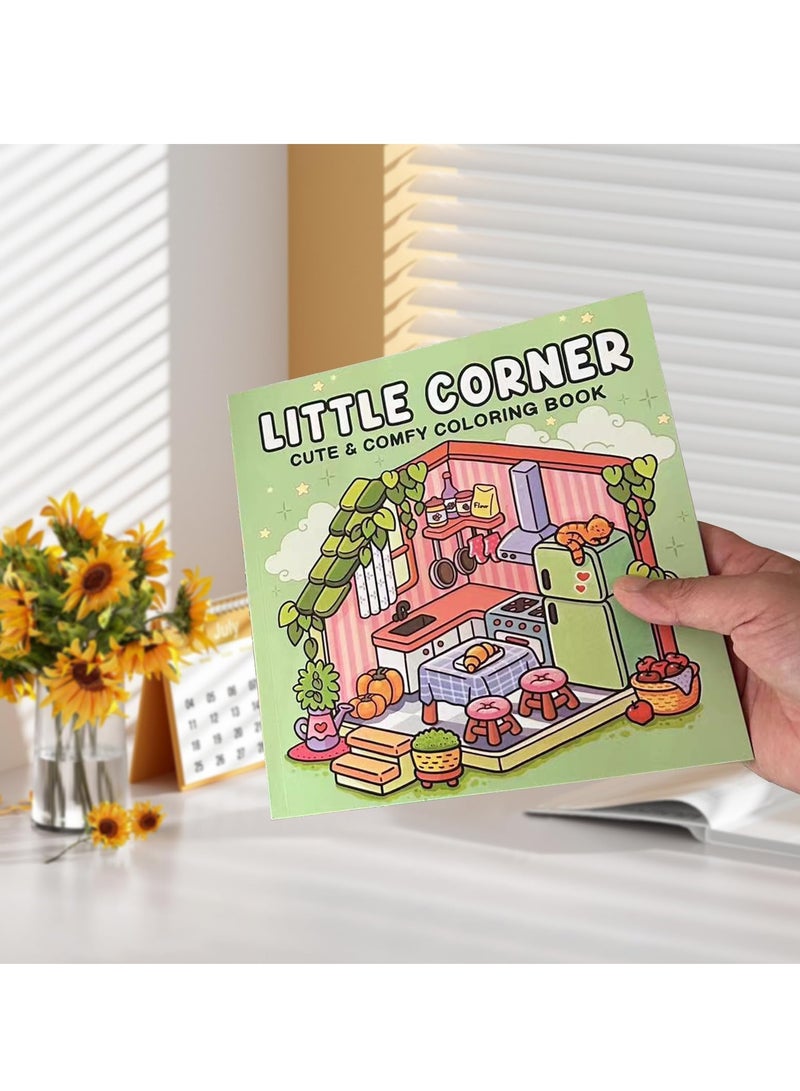 Cozy & Cute Coloring Book, Cute Colouring Book with Easy and Simple Designs, Relaxation in Comfortable Spaces with Adorable Goods for Adults & Teens - Image 2