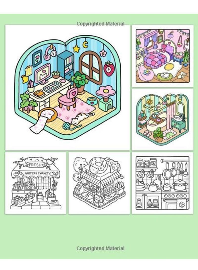 Cozy & Cute Coloring Book, Cute Colouring Book with Easy and Simple Designs, Relaxation in Comfortable Spaces with Adorable Goods for Adults & Teens - Image 3