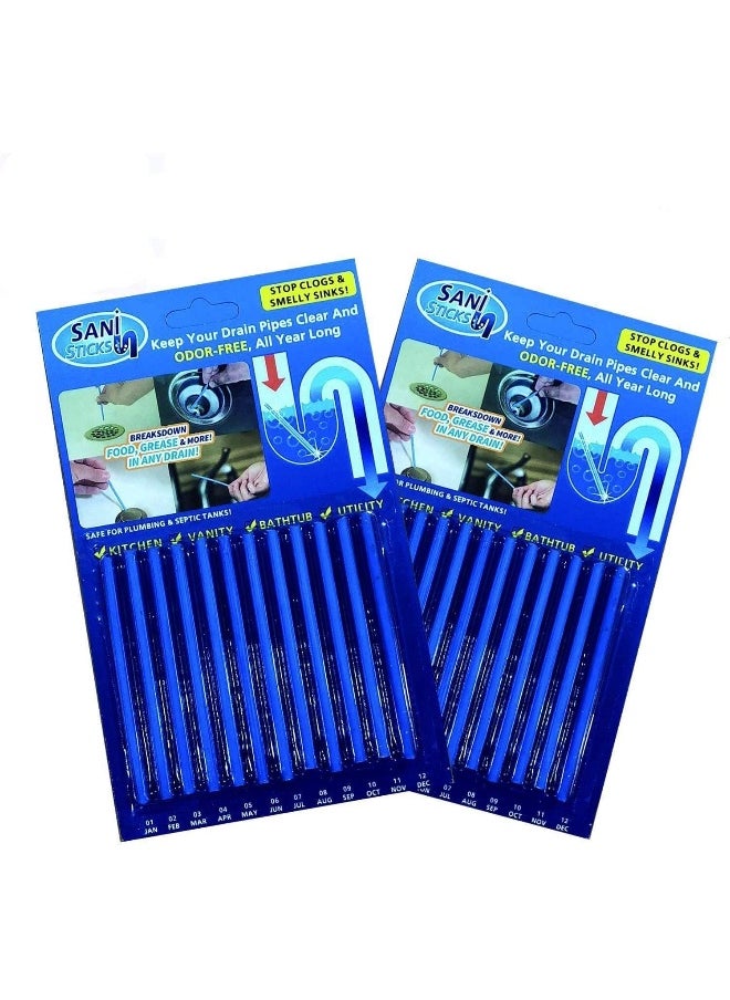 Sani Sticks Sani Sticks Drain Cleaner Cleaning Sewage Decontamination Deodorant The Kitchen Toilet Bathtub 2 Pack (24 Sticks)  - Image 1