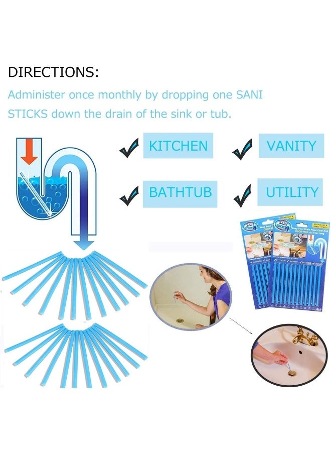 Sani Sticks Sani Sticks Drain Cleaner Cleaning Sewage Decontamination Deodorant The Kitchen Toilet Bathtub 2 Pack (24 Sticks)  - Image 5