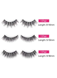 Calailis False Eyelash, Eye Makeup Lash 3D Faux Mink Fake Eyelash Long Natural Eyelashes 3 Pairs With 5G False Eyelash Glue (Cs191)… Black  - Image 2