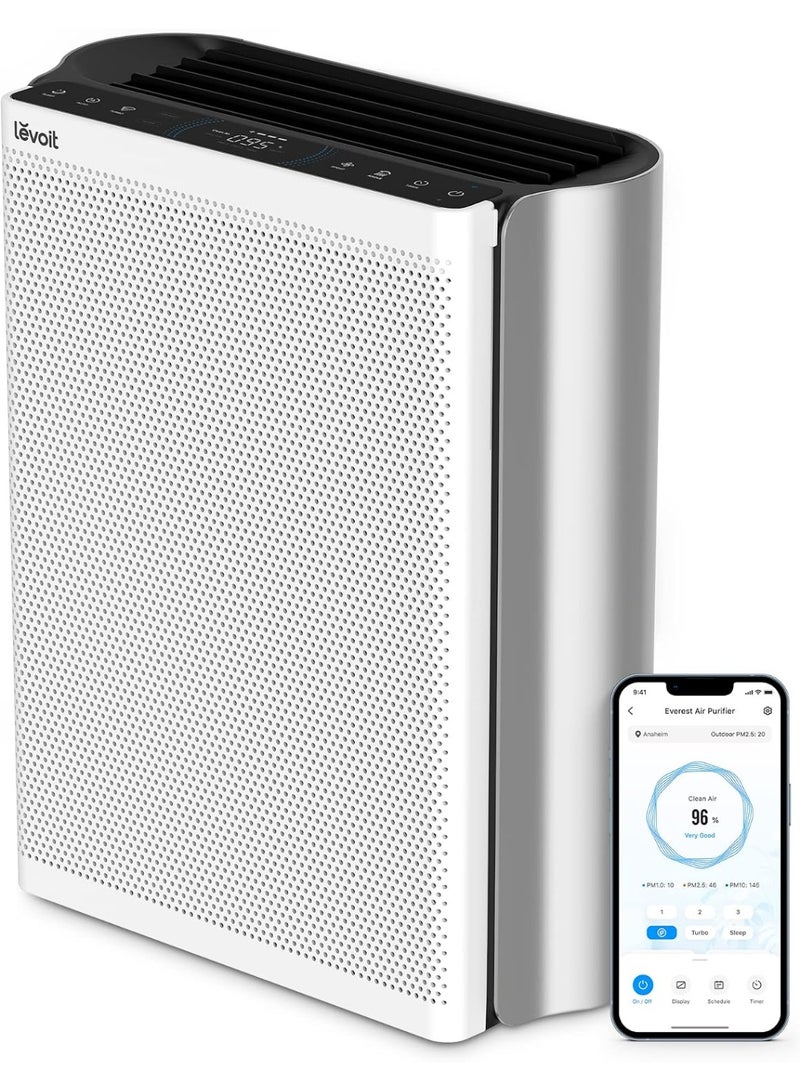 Levoit Smart Air Purifier for Large Room, Washable Pre-Filter EverestAir-P | 3-Channel Air Quality Monitor, AHAM VERIFIDE, HEPA Sleep Mode for Pet dander, Allergen, Smoke, Dust, Alexa Control, 2655 Ft² LAP-EL551S-AGC LAP-EL551S-AGC WHITE - Image 1
