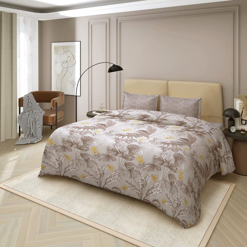 Nendle 400 TC Floral Pattern Cotton Super King Size Bedsheets 108X108 Inches with Contrast Pillow Covers (Floral Texture, Pack of 3), Clear - Image 5
