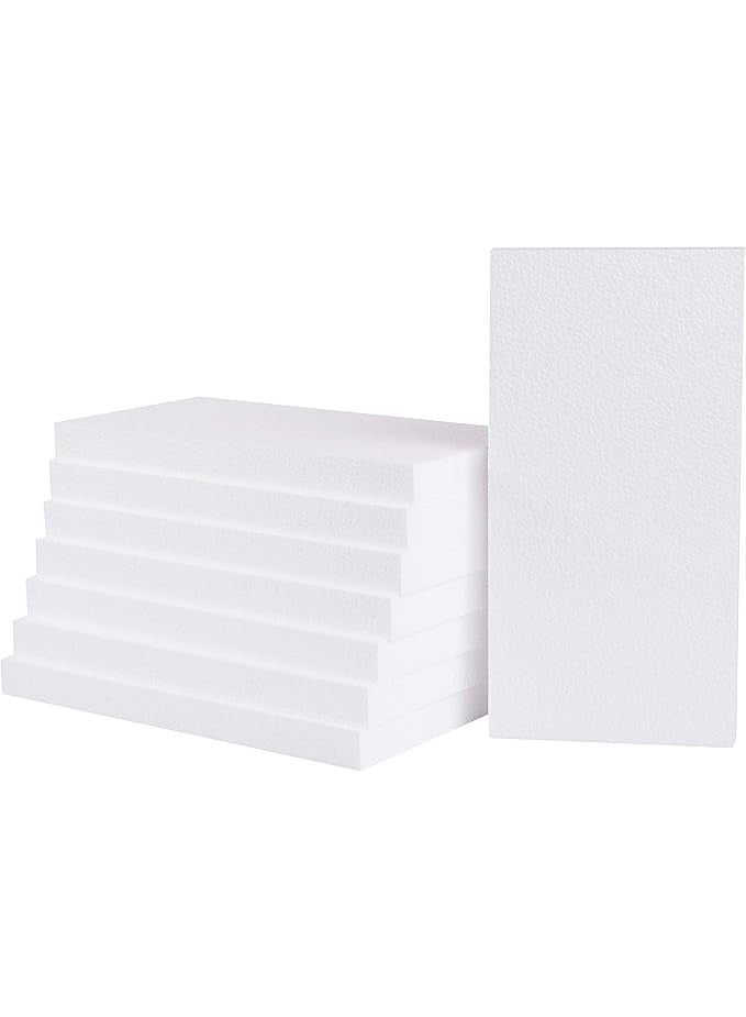 CRAFT MAGIC 10-Pack Craft Foam Blocks 8×4×1 Inch | White Rectangle Polystyrene Styrofoam / Thermocol for Art Sculpting, Modelling, DIY Crafts, Flower Arrangements & School Projects - Image 1