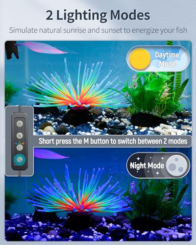 Pawfly 11W Aquarium LED Light for 12 to 18 Inch Extendable Fish Tank Light with Full Spectrum Brilliant White Blue Red Lights with Daytime & Night Modes Timer Auto On/Off Adjustable Brightness - Image 5