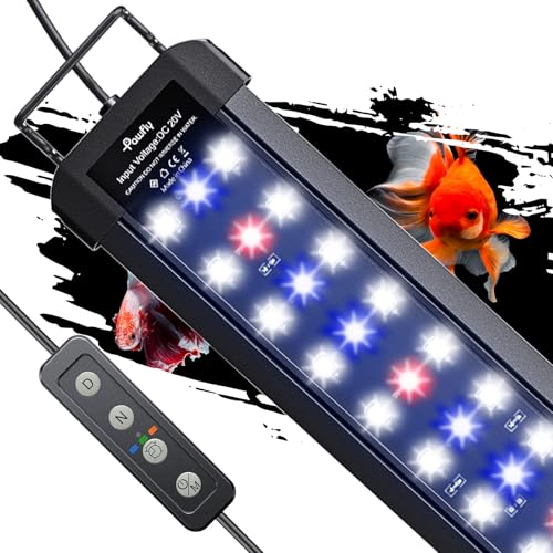 Pawfly 11W Aquarium LED Light for 12 to 18 Inch Extendable Fish Tank Light with Full Spectrum Brilliant White Blue Red Lights with Daytime & Night Modes Timer Auto On/Off Adjustable Brightness - Image 1