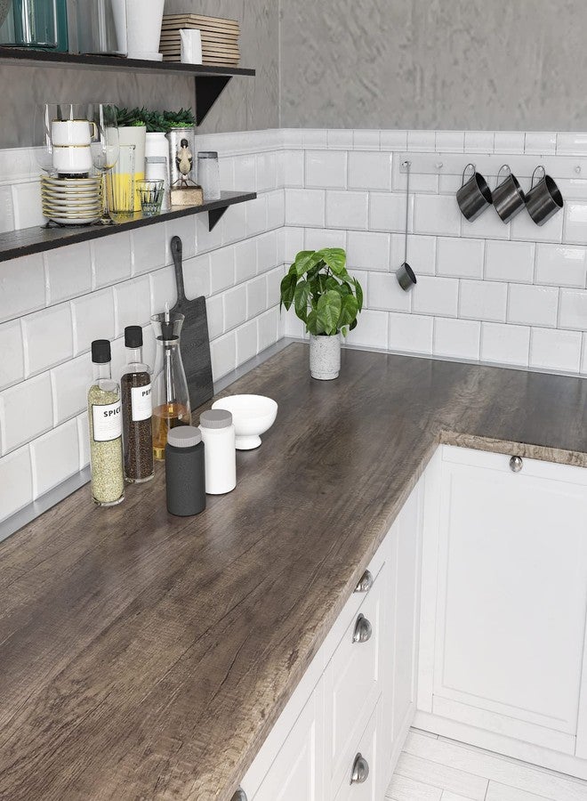 CRE8TIVE Light Brown Wood Wallpaper Peel and Stick 24"x118" Wood Grain Contact Paper for Countertops Waterproof Self Adhesive Distressed Wood Vinyl Thick Durable Wall Paper for Cabinet Dresser Shelf - Image 3