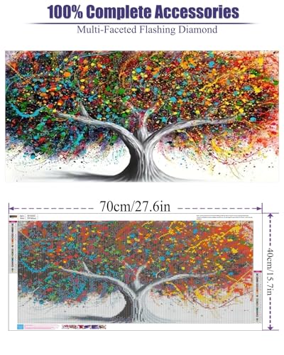 BOHADIY 5D Tree Diamond Painting, Diamond Painting Tree Kits for Adults，Colorful Tree DIY Full Drill Crystal Rhinestone Arts and Crafts, Gem Art Paints with Diamond Home Wall Decor 27.5 X 15.7inch - Image 4