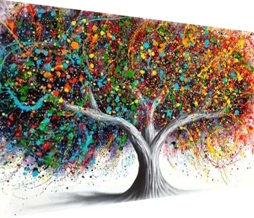 BOHADIY 5D Tree Diamond Painting, Diamond Painting Tree Kits for Adults，Colorful Tree DIY Full Drill Crystal Rhinestone Arts and Crafts, Gem Art Paints with Diamond Home Wall Decor 27.5 X 15.7inch - Image 1