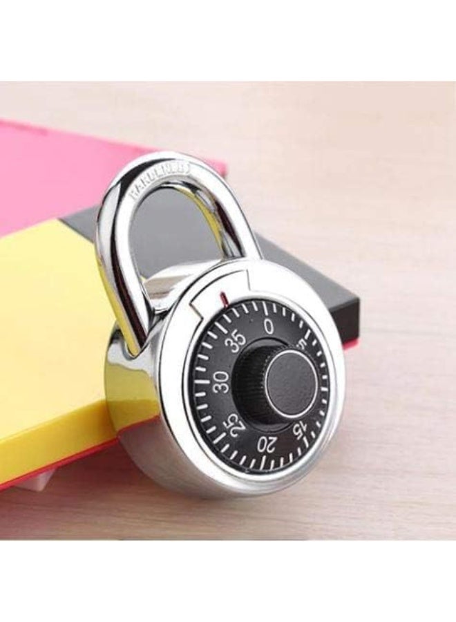 Rotary Combination Lock, Round Dial Security Padlock, Metal Construction - Image 1