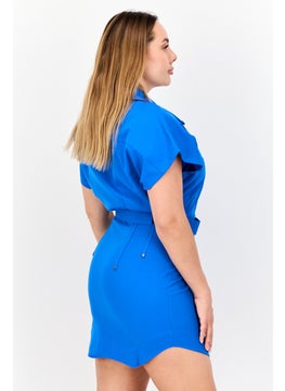 adidas Originals Women Sportswear Fit Short Sleeve Outdoor Dress, Blue  - Image 2