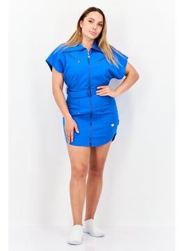 adidas Originals Women Sportswear Fit Short Sleeve Outdoor Dress, Blue  - Image 4