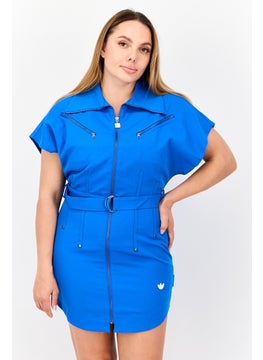 adidas Originals Women Sportswear Fit Short Sleeve Outdoor Dress, Blue  - Image 1