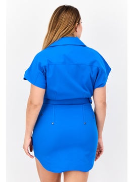 adidas Originals Women Sportswear Fit Short Sleeve Outdoor Dress, Blue  - Image 3