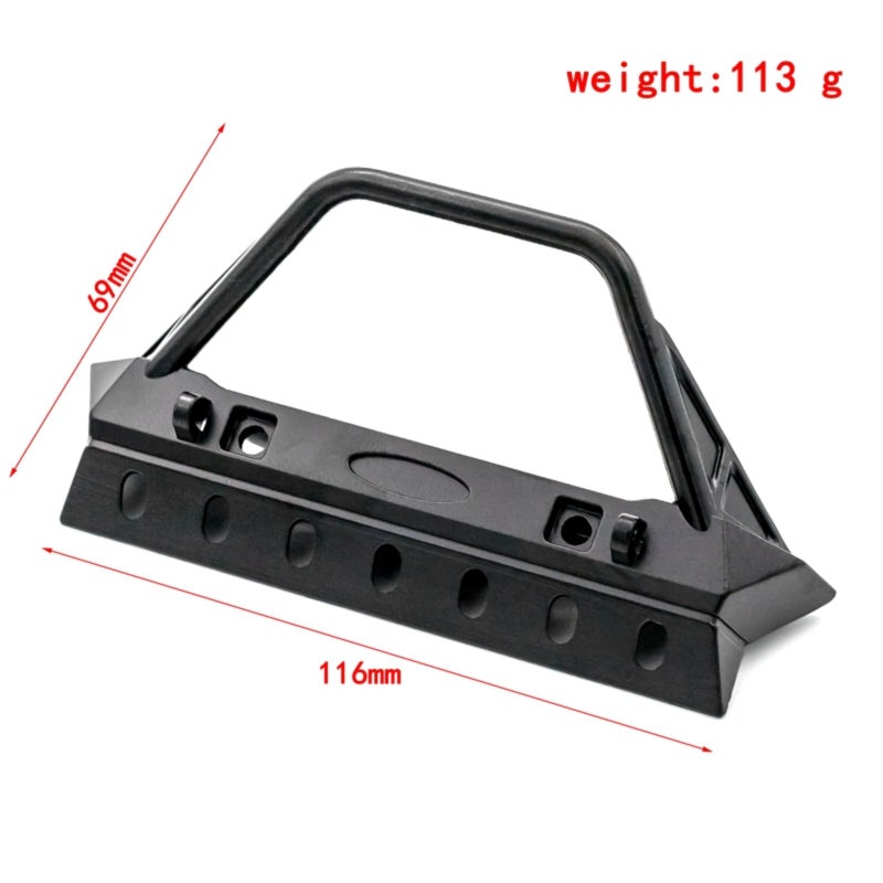 Remote Control  Bumper Metal Front Bumper with Tow Hooks and Lights freplacement for 1/10 Remote Control Crawler TRAX4 Axial SCX10 90046 90047 & SCX10 III AXI03007 AXI03003 - Image 2