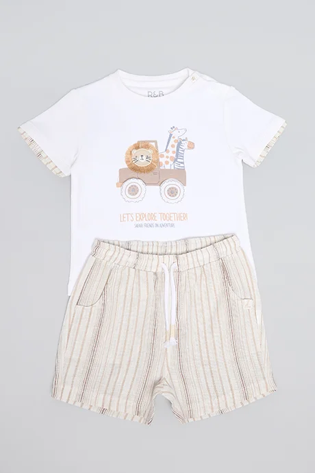 أر أند بي Printed T-Shirt and Shorts Set