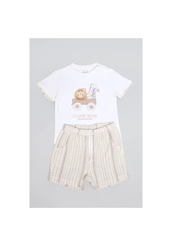 أر أند بي Printed T-Shirt and Shorts Set
