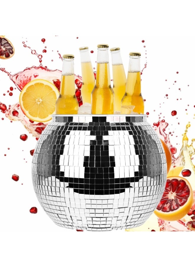 Ice Bucket Beverage Tubs Disco Ball Bowl Vase Cup Drink Bucket for Parties,Large Retro Drink Bucket for Beer Cocktail Wine Champagne Cold Drinks, Disco Party Supplies Decor - Image 1