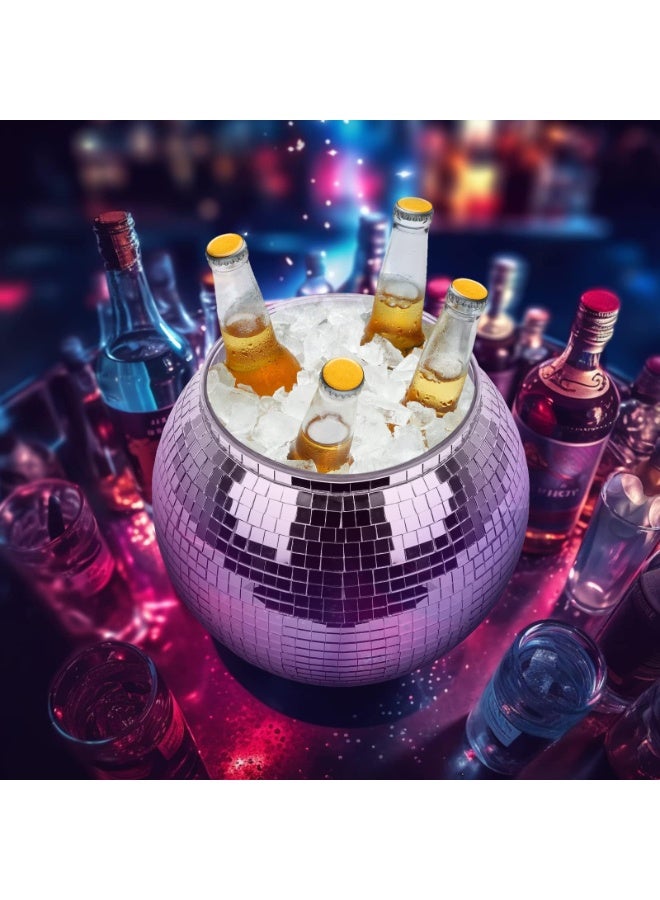 Ice Bucket Beverage Tubs Disco Ball Bowl Vase Cup Drink Bucket for Parties,Large Retro Drink Bucket for Beer Cocktail Wine Champagne Cold Drinks, Disco Party Supplies Decor - Image 3