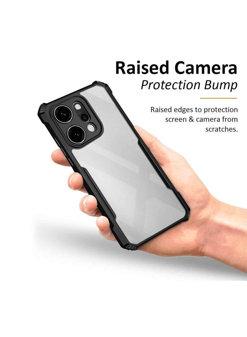 Wtech Oppo Reno14 Pro 5G 2025 Hybrid TPU Silicone with Raised Armour Bumpers Slim Case Cover (MCAPSA) - Clear/Black - Image 3