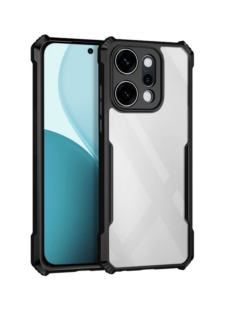 Wtech Oppo Reno14 Pro 5G 2025 Hybrid TPU Silicone with Raised Armour Bumpers Slim Case Cover (MCAPSA) - Clear/Black - Image 1