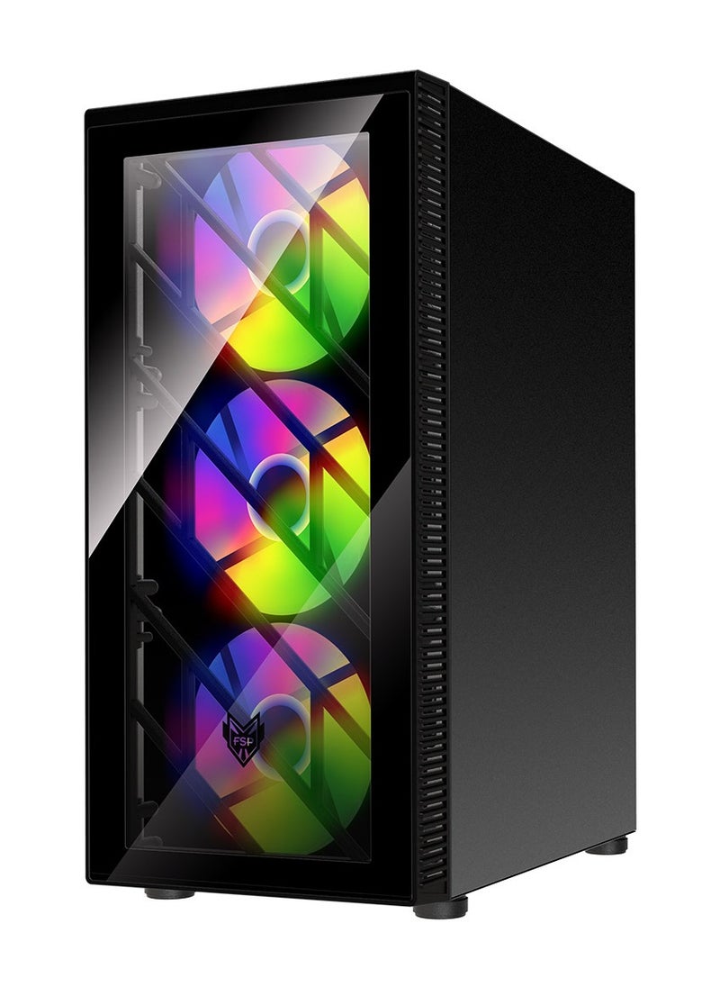 fsp fsp Mid Tower Gaming Case (CMT 192), Support ATX, Micro ATX, Mini-ITX Motherboard, 4 x RGB Fan, USB3.0, 160mm Cooler Height, 245mm VGA length | CMT 192 BL  - Image 1