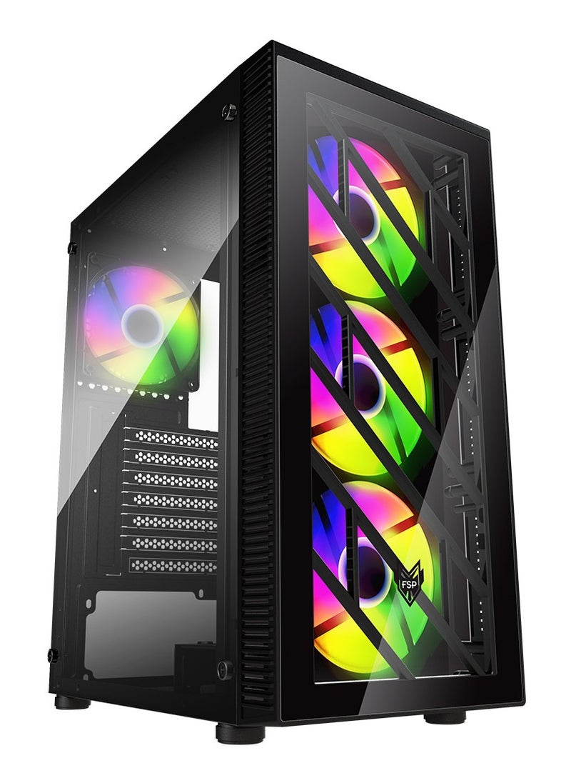 fsp fsp Mid Tower Gaming Case (CMT 192), Support ATX, Micro ATX, Mini-ITX Motherboard, 4 x RGB Fan, USB3.0, 160mm Cooler Height, 245mm VGA length | CMT 192 BL  - Image 2