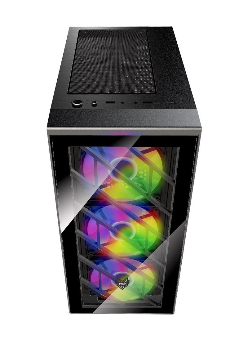 fsp fsp Mid Tower Gaming Case (CMT 192), Support ATX, Micro ATX, Mini-ITX Motherboard, 4 x RGB Fan, USB3.0, 160mm Cooler Height, 245mm VGA length | CMT 192 BL  - Image 4