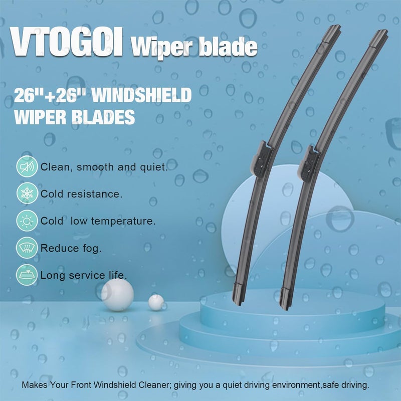 VTOGOI OEM Windshield Wiper Blades Replacement for Land Rover Range Rover L322 2002 2003 2004 2005 2006 2007 2008 2009 2010 2011 2012, Modified & Upgraded Wipers Set 26"+26"+18" (Pack of 3) - Image 2