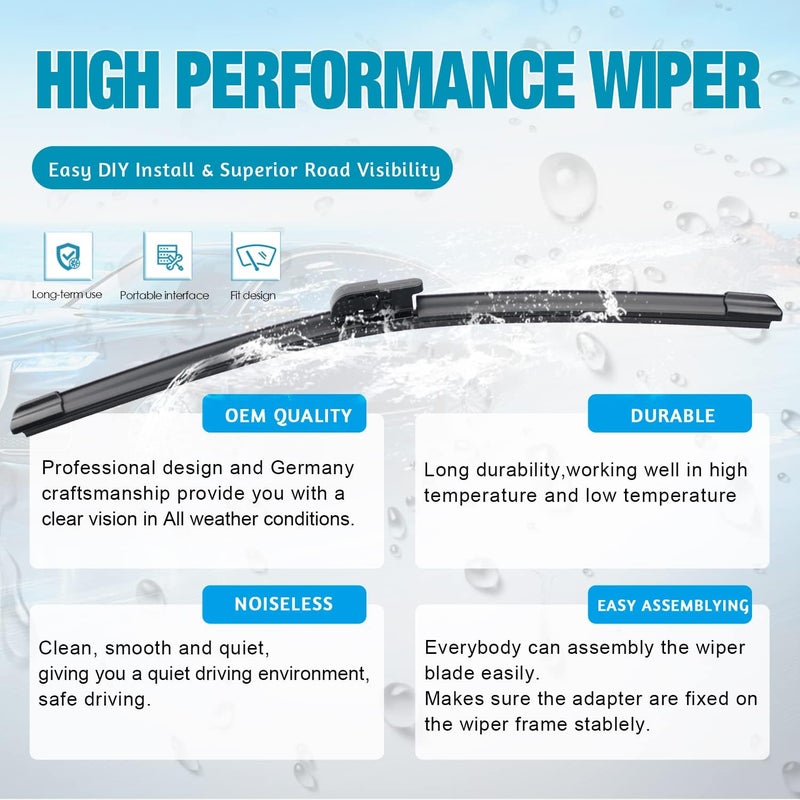 VTOGOI OEM Windshield Wiper Blades Replacement for Land Rover Range Rover L322 2002 2003 2004 2005 2006 2007 2008 2009 2010 2011 2012, Modified & Upgraded Wipers Set 26"+26"+18" (Pack of 3) - Image 4