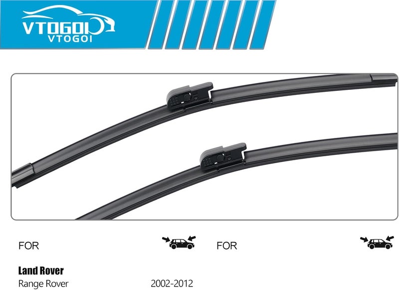 VTOGOI OEM Windshield Wiper Blades Replacement for Land Rover Range Rover L322 2002 2003 2004 2005 2006 2007 2008 2009 2010 2011 2012, Modified & Upgraded Wipers Set 26"+26"+18" (Pack of 3) - Image 3