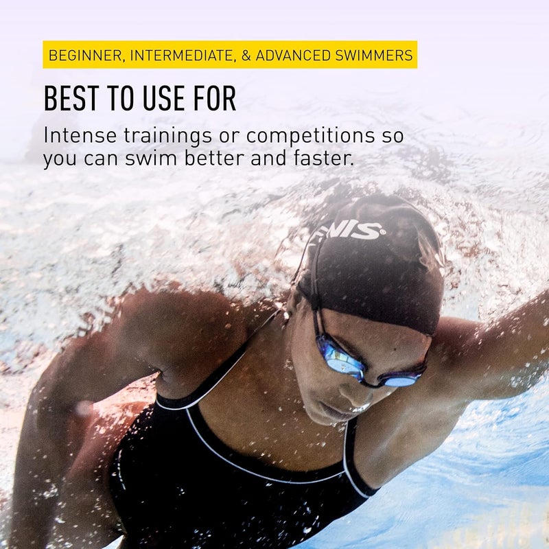 FINIS Lightning Competitive Swim Goggles with Adjustable Silicone Straps and Interchangeable Nose Pieces - Blue/Mirror - Image 5