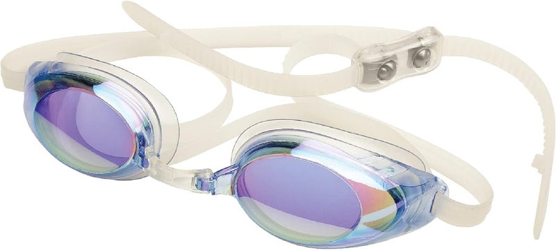 FINIS Lightning Competitive Swim Goggles with Adjustable Silicone Straps and Interchangeable Nose Pieces - Blue/Mirror - Image 1