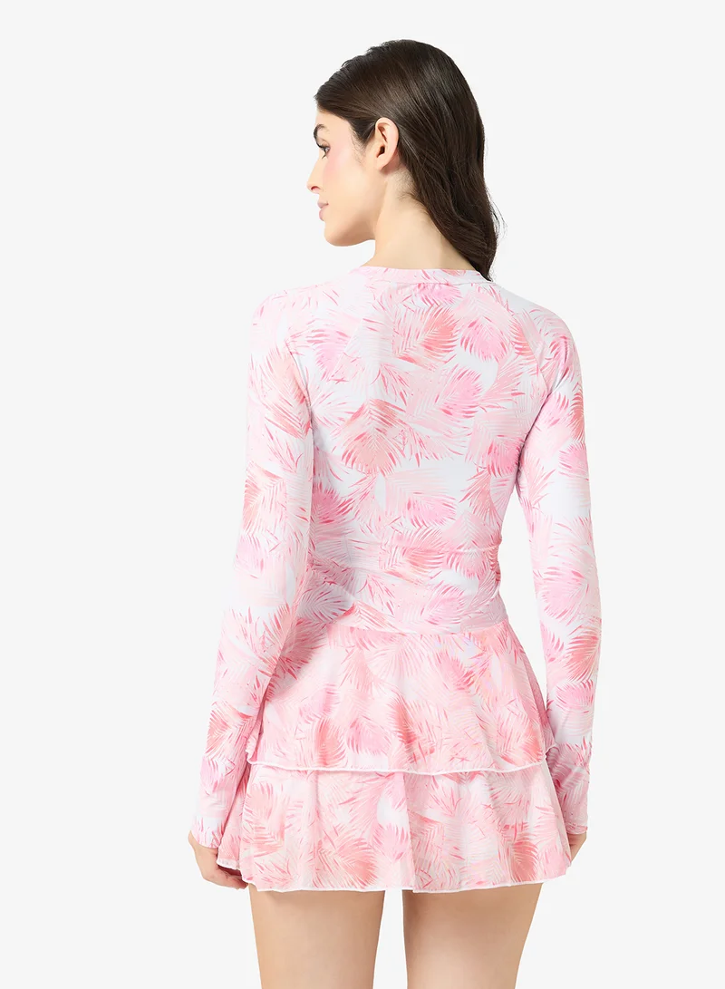 ايلا ملابس سباحة بأكمام طويلة وطبعة زهور