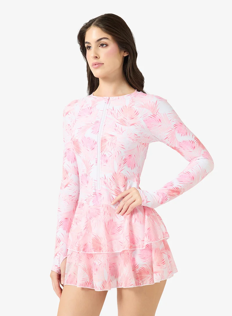 ايلا ملابس سباحة بأكمام طويلة وطبعة زهور