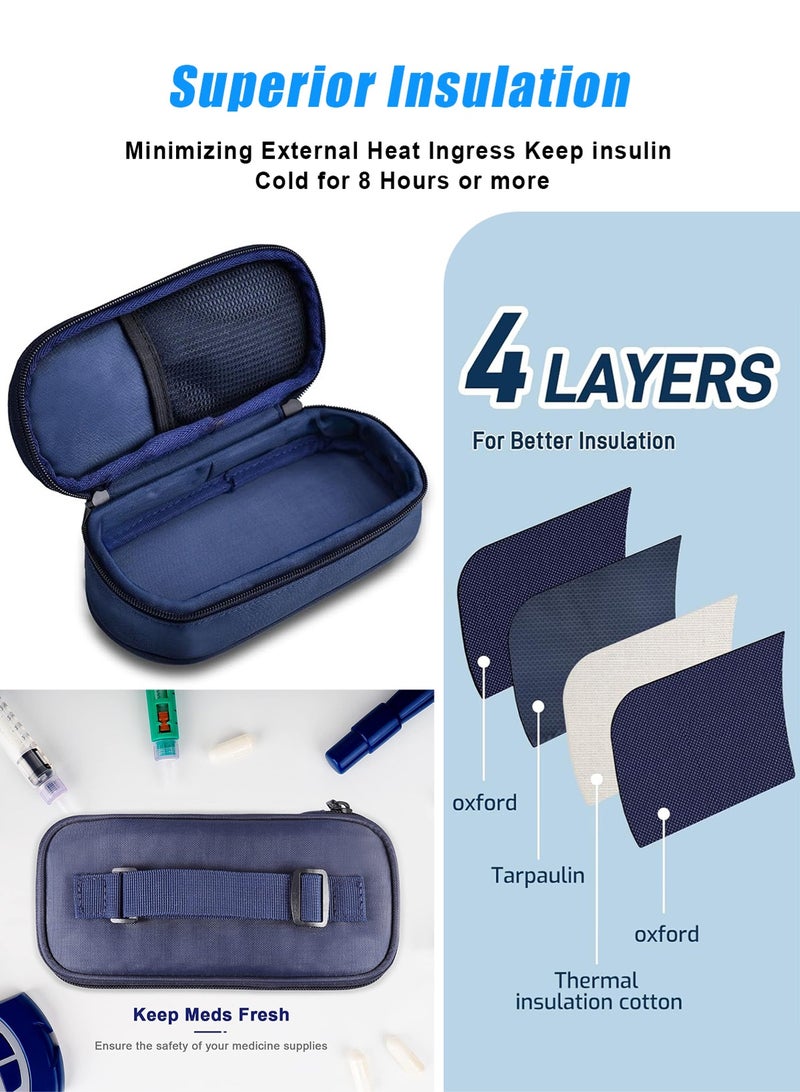 هومار كيت حقيبة سفر لقلم تبريد الأنسولين معتمدة من إدارة أمن النقل، حقيبة طبية مبردة مع قالب ثلج واقٍ، منظم أدوية لمرضى السكري، حقيبة تبريد معزولة، تحافظ على برودة الأدوية أثناء السفر، مجموعة لمرضى السكري - Image 5